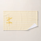 Monogramme Personnalisé Jaune et Rayures Blanches (Serviette à main)