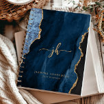 Monogramme personnalisé Marine Blue Gold Agate 202<br><div class="desc">Cet élégant planificateur 2025 présente une aquarelle bleu marine ornée d'une fausse parties scintillant dorée. Personnalisez-le avec ses initiales monogrammes en écriture de script dorée tendance,  avec son nom et l'année en sans serif font.</div>