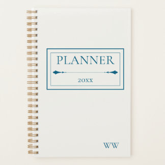 Monogramme personnalisé minimaliste beige et bleu 