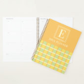 Monogramme personnalisé moderne damier vert jaune  (Devant avec enveloppe)