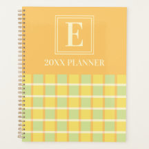Monogramme personnalisé moderne damier vert jaune 