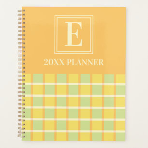 Monogramme personnalisé moderne damier vert jaune