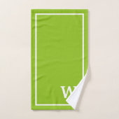 monogramme personnalisé moderne vert blanc (Serviette à main)