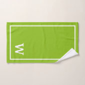 monogramme personnalisé moderne vert blanc (Serviette à main)