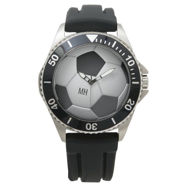 Monogramme personnalisé Montres de balle de soccer (devant)