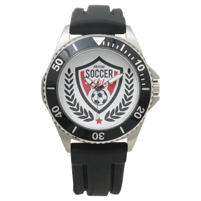 Monogramme personnalisé Montres du logo de soccer (devant)