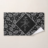 Monogramme personnalisé Motif de raquette et de ba (Serviette à main)
