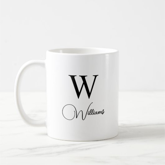 Monogramme personnalisé, Mug de café avec lettre e (Gauche)