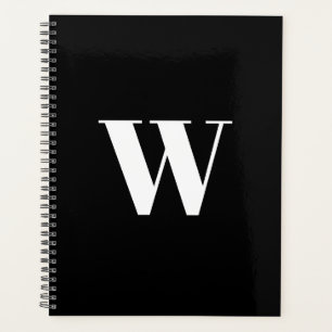 Monogramme Personnalisé noir blanc initial élég