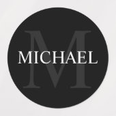 Monogramme personnalisé noir et Étiquettes de nom (Design 2)