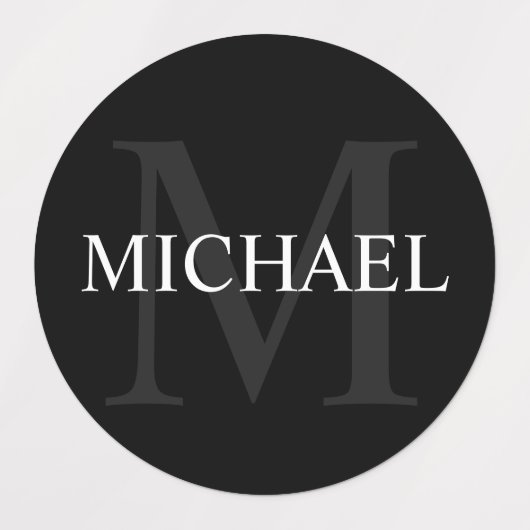 Monogramme personnalisé noir et Étiquettes de nom (Design 1)