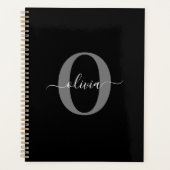 Monogramme personnalisé Nom de script noir blanc g (Devant)