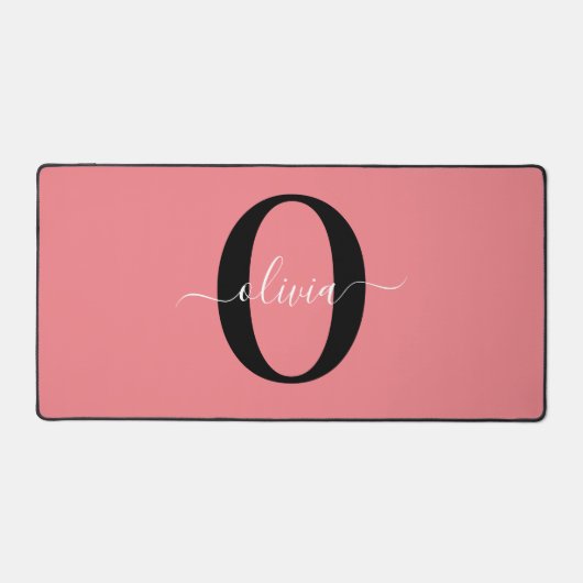 Monogramme personnalisé Nom de script noir blanc r (Recto)