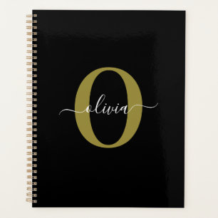Monogramme personnalisé Nom du script Black White