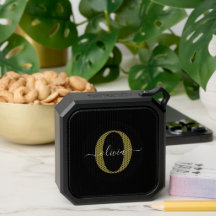 Monogramme personnalisé Nom du script Black White 