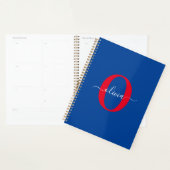Monogramme personnalisé Nom du script Bleu Blanc R (Devant avec enveloppe)