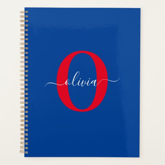 Monogramme personnalisé Nom du script Bleu Blanc R (Devant)