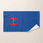 Monogramme personnalisé Nom du script Bleu Blanc R (Serviette à main)