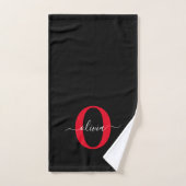 Monogramme personnalisé Nom du script Noir Blanc R (Serviette à main)