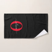 Monogramme personnalisé Nom du script Noir Blanc R (Serviette à main)