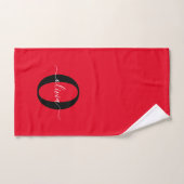Monogramme personnalisé Nom du script Rouge Noir B (Serviette à main)