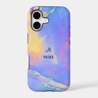 Monogramme personnalisé Nuages Bleu Ciel Aquarelle