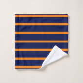 Monogramme personnalisé orange bleu rayé uni (Gant de toilette)