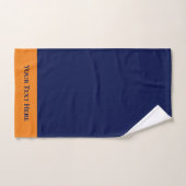 Monogramme personnalisé orange bleu rayé uni (Serviette à main)