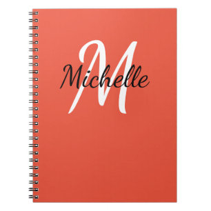 Monogramme personnalisé orange et blanc Carnet mig