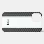 monogramme personnalisé rayé iPhone 12 coque pour  (Verso (horizontal))
