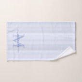 Monogramme Personnalisé Rayures Bleues et Blanches (Serviette à main)