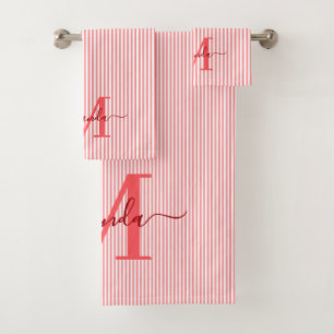 Monogramme personnalisé rayures rouges et blanches