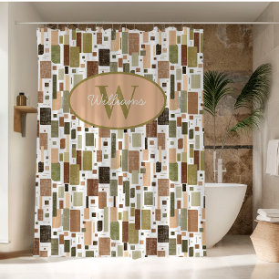Monogramme personnalisé Rideau de douche Mi-siècle