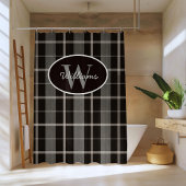 Monogramme personnalisé Rideau de douche Plaid gri