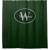 Monogramme personnalisé rideau de douche vert fonc (Devant)