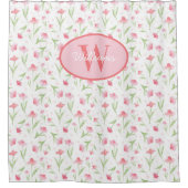 Monogramme personnalisé Rideau Douche Fleurs roses (Devant)