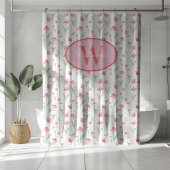Monogramme personnalisé Rideau Douche Fleurs roses