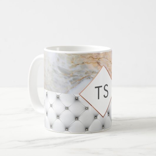 Monogramme personnalisé Rose Gold Grey Mug (Devant gauche)