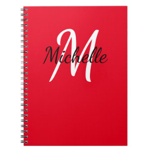 Monogramme personnalisé rouge et blanc Carnet mign