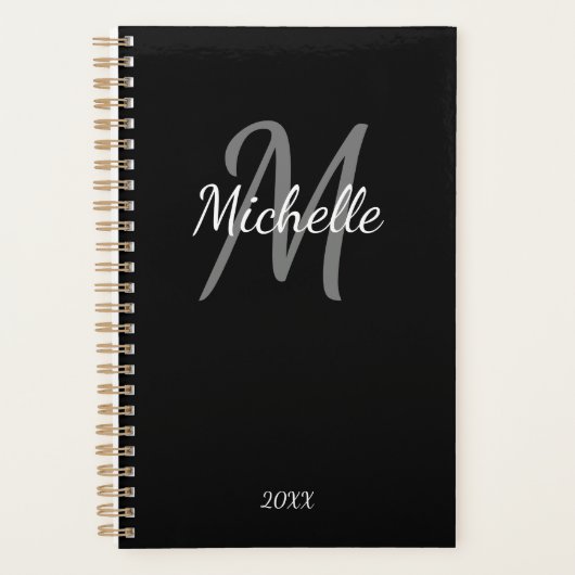 Monogramme personnalisé simple moderne noir et bla (Devant)