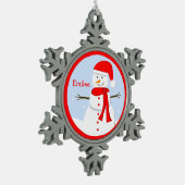 Monogramme personnalisé Snowman Snowflake Ornement (Gauche)