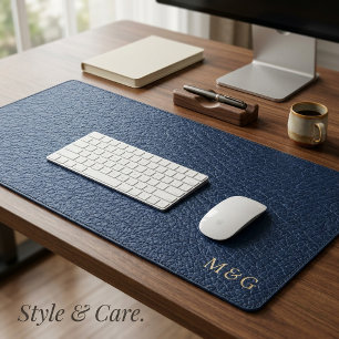 Monogramme personnalisé sur un élégant cuir bleu m