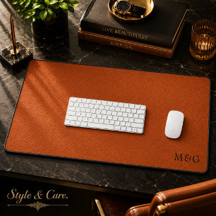 Monogramme personnalisé sur un look cuir marron él