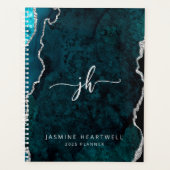 Monogramme personnalisé Turquoise Argent Agate 202 (Devant)