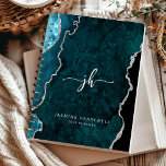 Monogramme personnalisé Turquoise Argent Agate 202<br><div class="desc">Cet élégant planificateur 2025 présente une aquarelle bleue turquoise et ornée d'une fausse parties scintillant argentée. Personnalisez-le avec ses initiales monogrammes en écriture gris argent tendance,  avec son nom et l'année en sans serif font.</div>