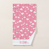 Monogramme personnaliser rose cœurs blancs (Serviette à main)