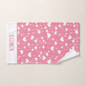 Monogramme personnaliser rose cœurs blancs (Serviette à main)