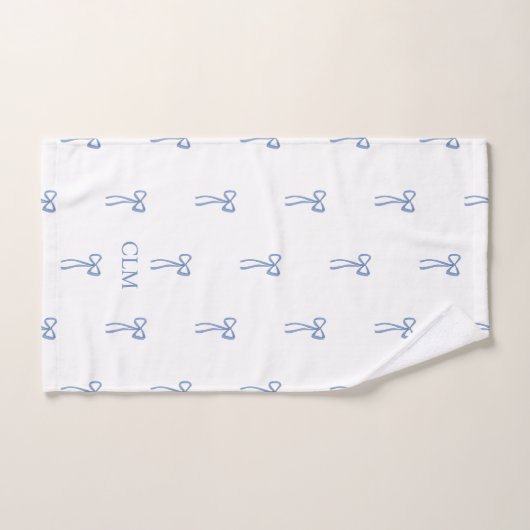 Monogramme Petit Bow bleu (Serviette à main)