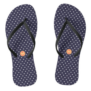 Monogramme Petites tongs bleu Pointe Polka
