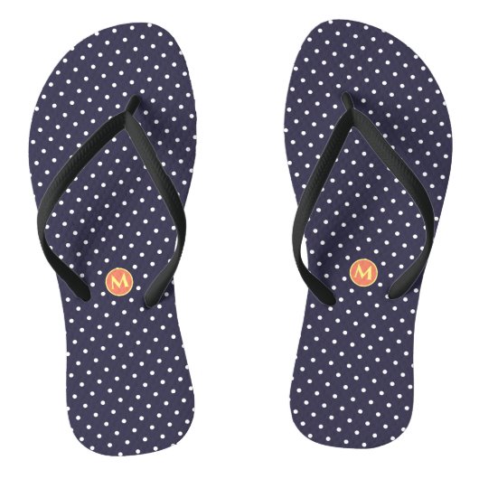 Monogramme Petites tongs bleu Pointe Polka (Semelle)